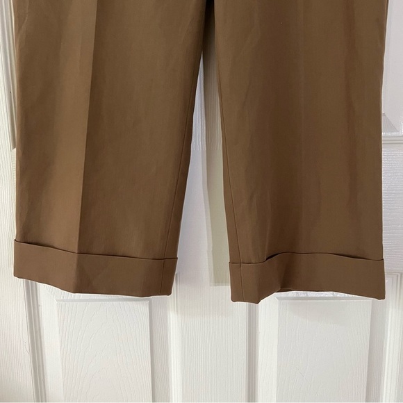2/$25 Larry Levine Womens Cullote Pants Capri 10 Brown High Waist Flat Loose - Picture 5 of 16